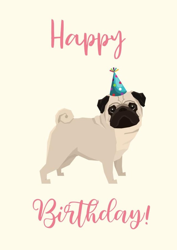 pug party Birthday Card 19896 created by Sophie Elizabeth