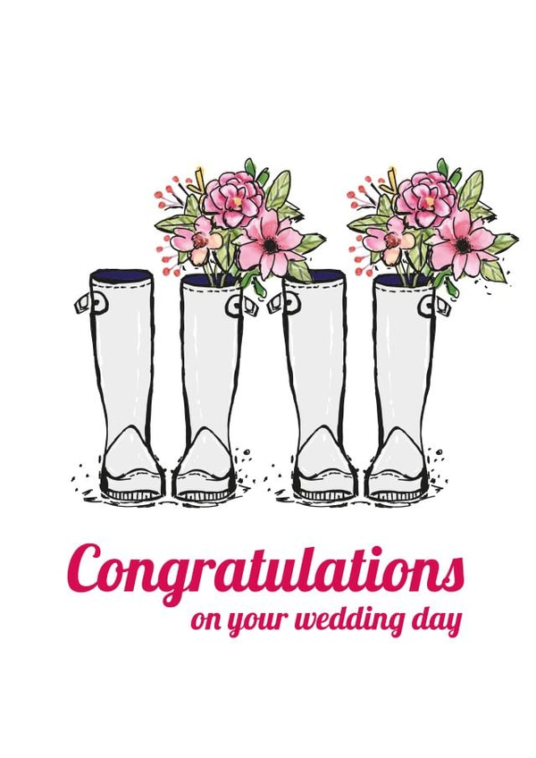 Celebrate mrs and mrs wedding day - Gardening inspired wedding card created by Yeti Design