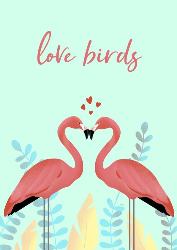 Love birds - Flamingo themed engagement or wedding card created by Sara Baker