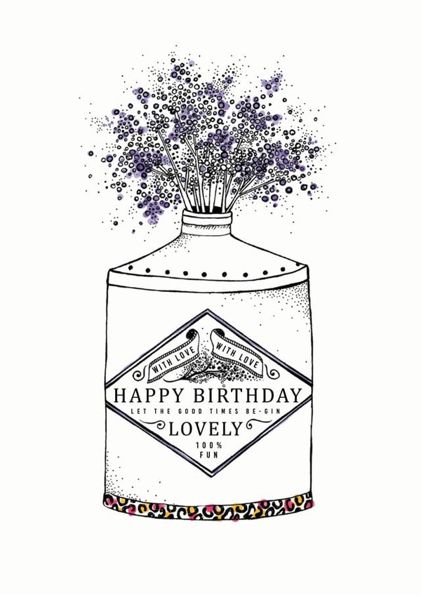 Gin Gin bottle Birthday Card 19457 created by Leebee Designs