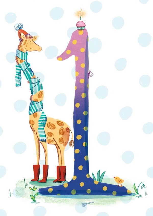 Giraffe 1st birthday card created by Rebecca Bagley