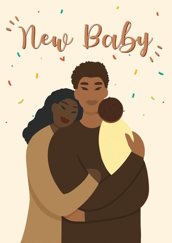 New Baby Black Couple New Baby Card 15695 created by InclusiviTwee
