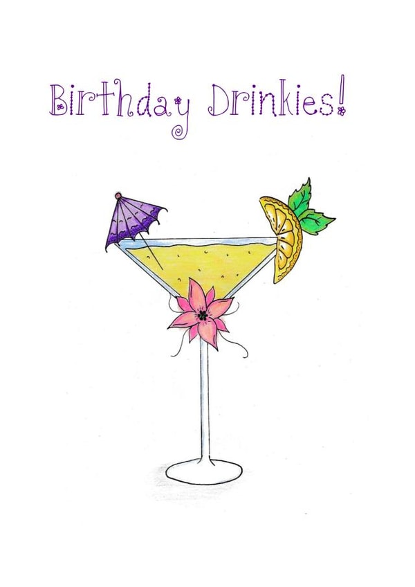cocktail drinks Birthday Card 19826 created by Artpatch Printables