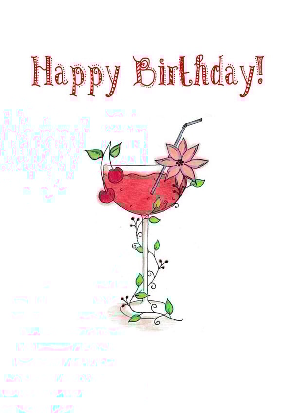 cocktail drink Birthday Card 19827 created by Artpatch Printables