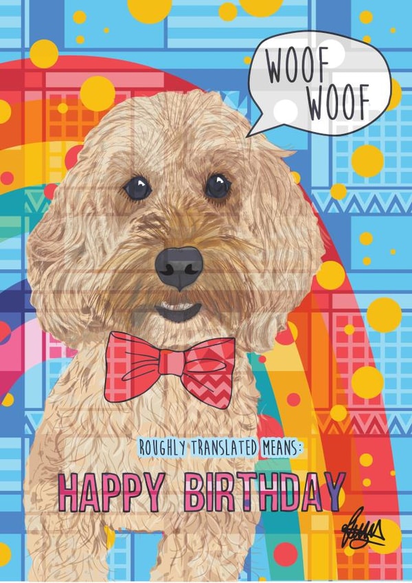 dog woof Birthday Card 1486 created by Rose Hill Designs