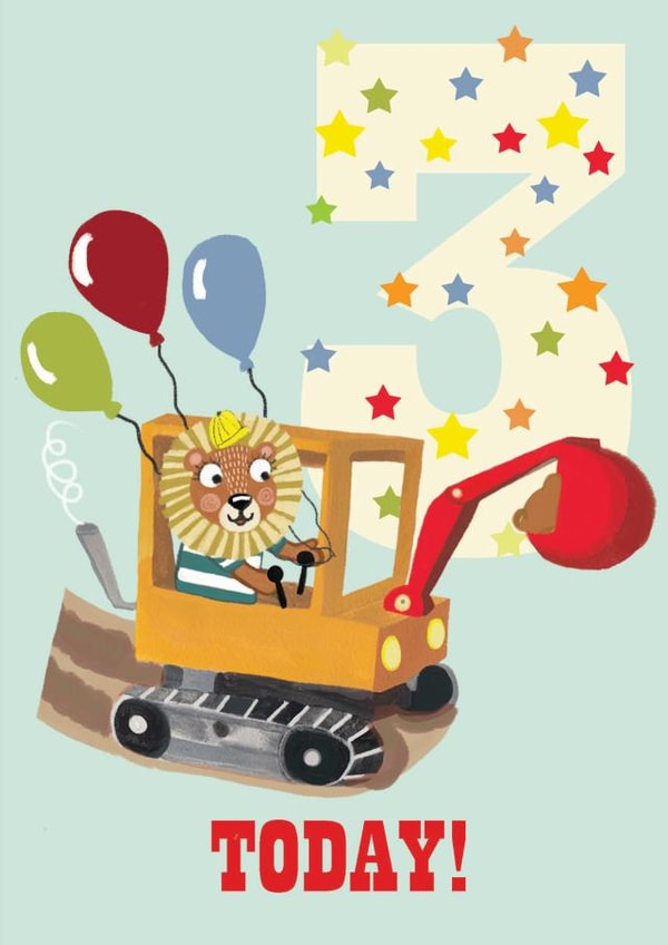 3 today birthday card created by Sally Darby Illustration