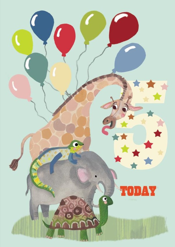 5 today birthday card created by Sally Darby Illustration