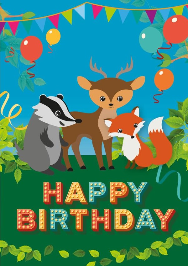 animal woodland Birthday Card 10355 created by Yeti Design