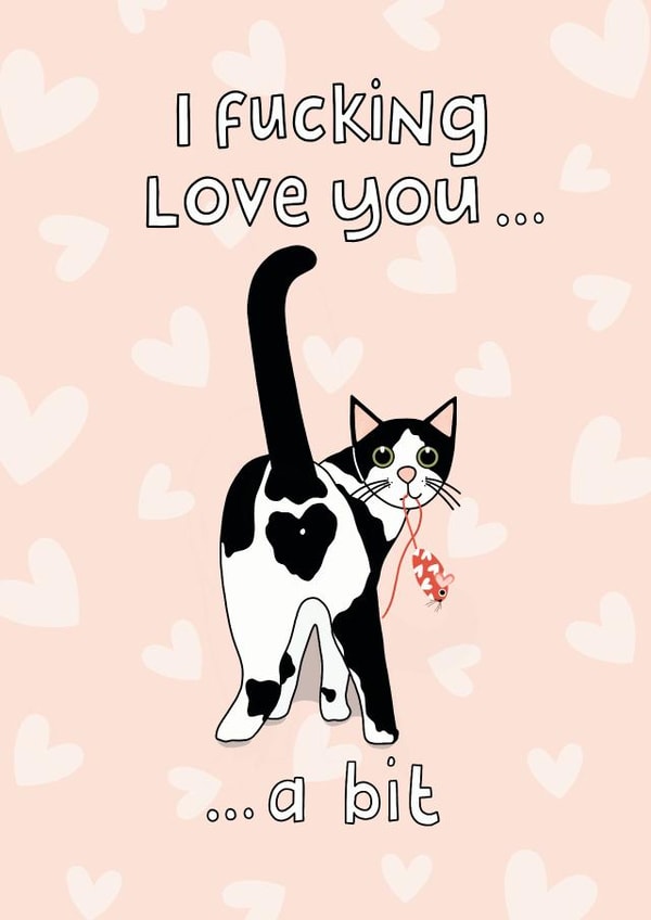 I fucking love you cat card created by Sweary Cats by Leaf Lane Studio
