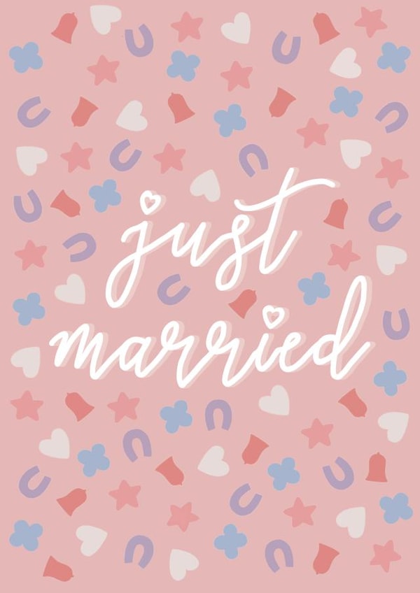 Just Married - Confetti typography card created by Wandering Studio Co.