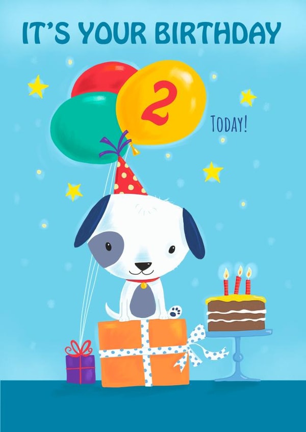 Children's Age 2 Cute Puppy Dog Birthday Card created by Dale Simpson