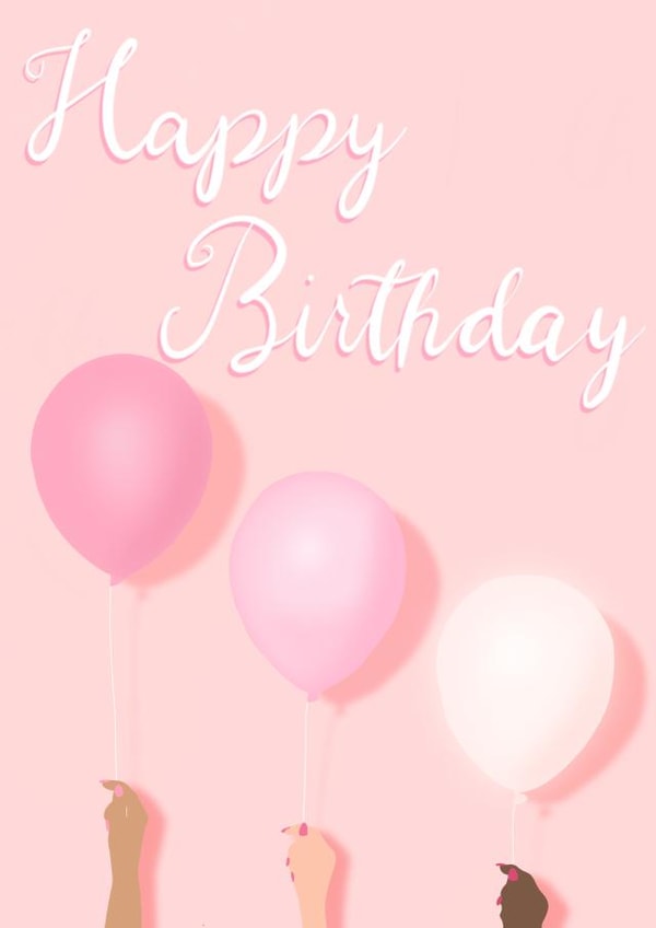 Three pink balloons birthday card created by Amber Jane