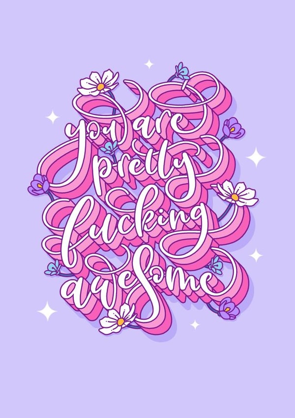 Sweary You're Awesome Calligraphy Card created by Dottie's Paper Co.