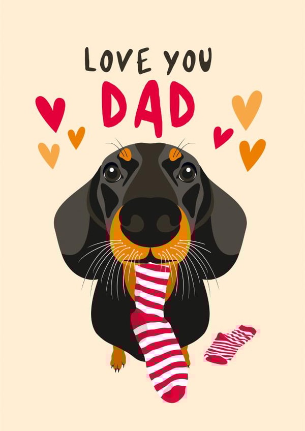 Dachshund Themed Father's Day Card from the Dog. created by Diva Doodle Designs