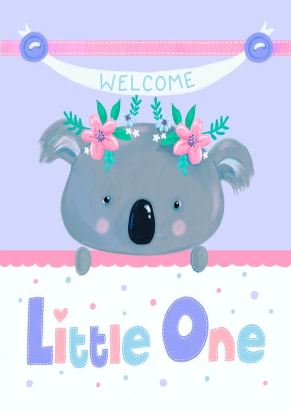 New Baby Girl Koala Welcome card created by Dale Simpson