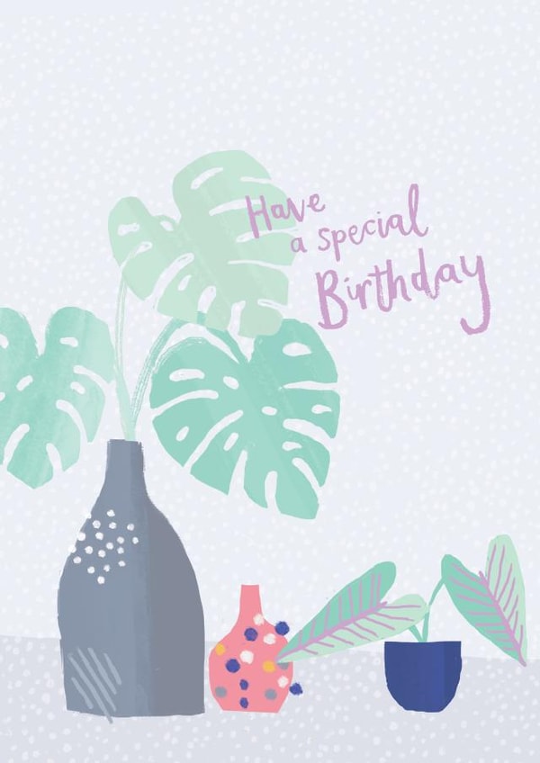 Sweet Houseplant Illustrated Birthday - Have a special birthday created by Laura Pantony