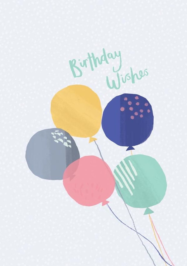 Cute Illustrated Birthday Balloon Card with Simple Pattern - Birthday Wishes created by Laura Pantony