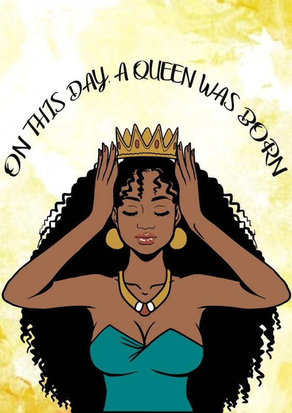 Modern Birthday Card - For Her - A Queen Was Born created by IBERE APPAREL