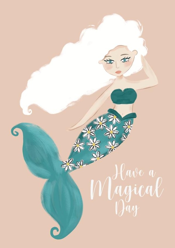mermaid magical Birthday Card 17324 created by Wednesday's Wombat