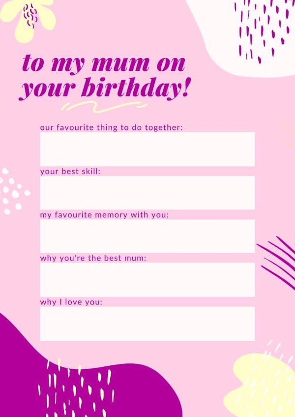 fill in blanks Birthday Card 16128 created by Gillian Ayre