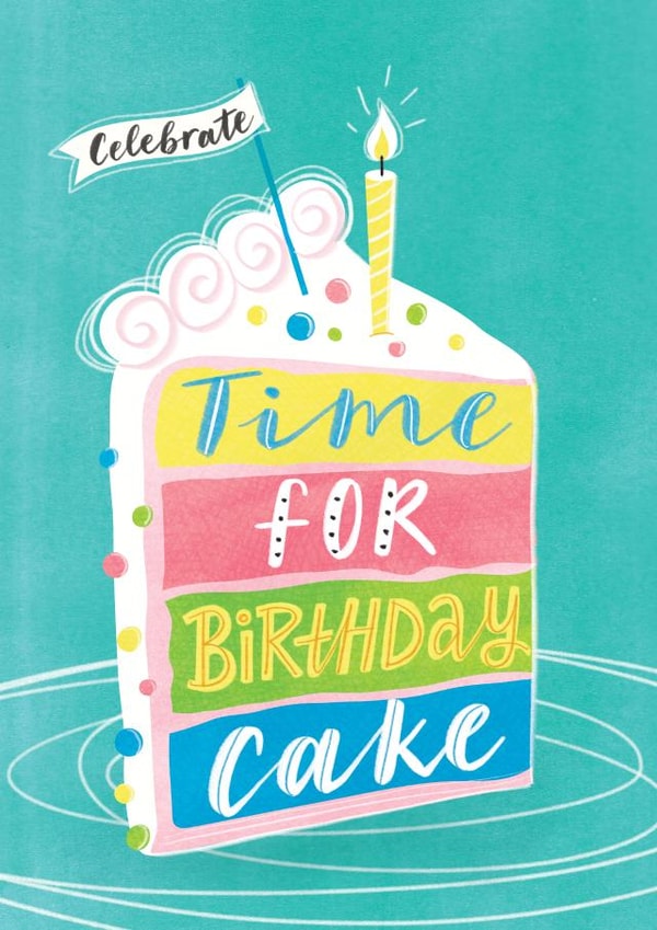 Pretty Birthday Card  - For Her - For Him - Cake created by Dalia Clark Design