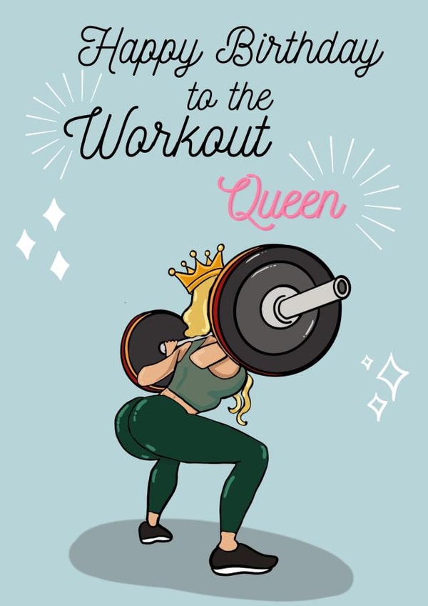 Fun Birthday Card - For Her - Workout Queen created by Bee Oyerinde