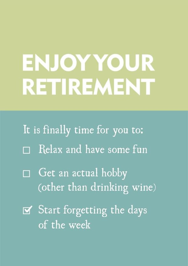 check list tick Retirement Card 9174 created by The Grumpy Pug
