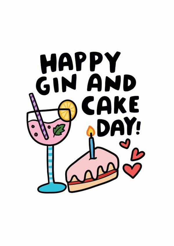 gin cake Birthday Card 19901 created by Dandy Pug