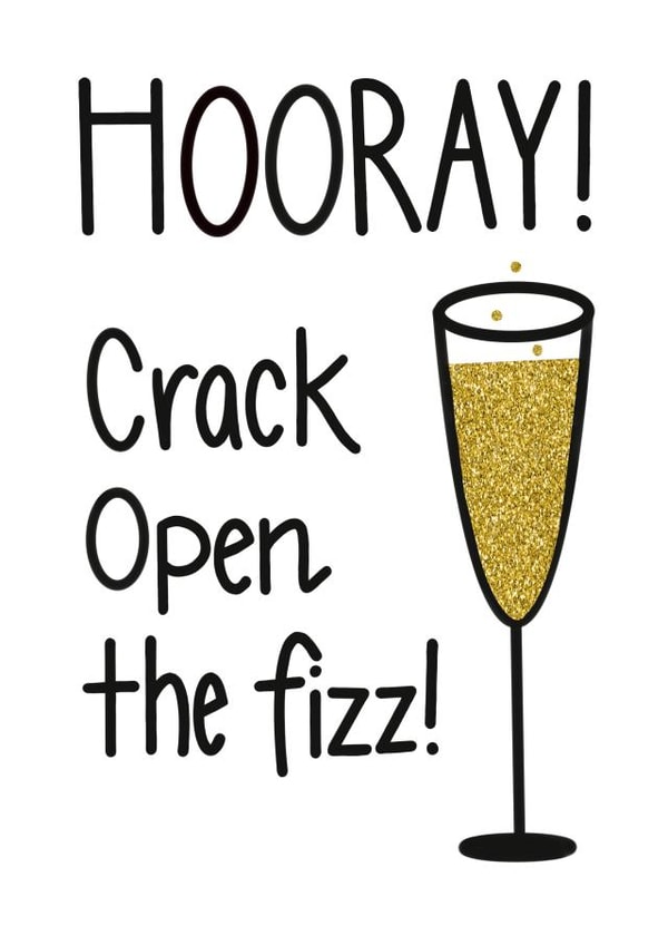 hooray champagne Congratulations Card 6991 created by The Happy Little Print Shop