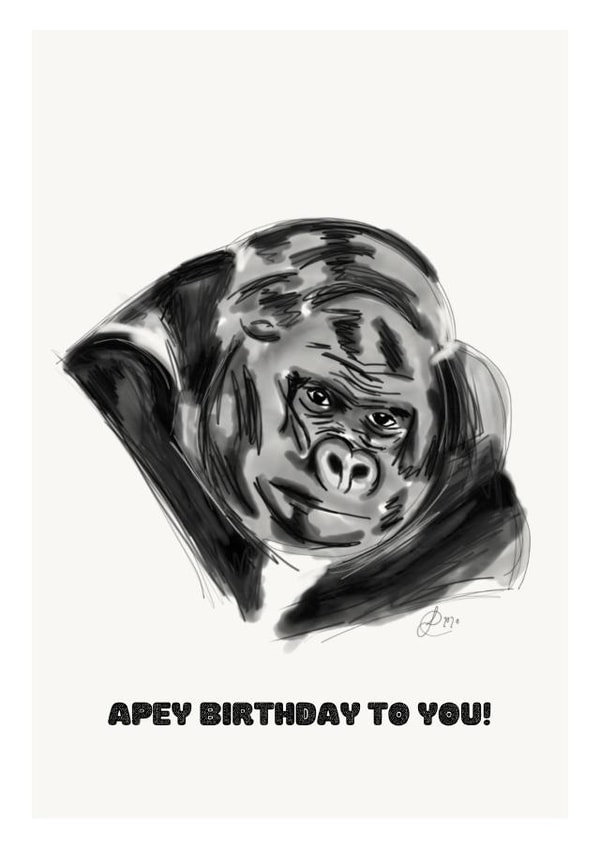 Birthday Ape Card 43670 created by Francesca's Illustration