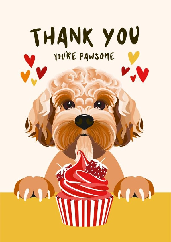 Cockapoo Dog Thank You Card created by Diva Doodle Designs