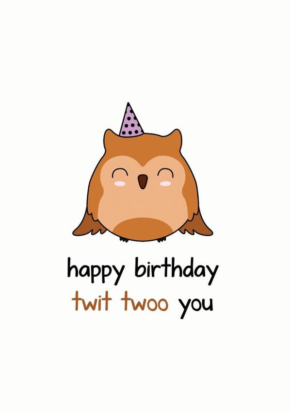 twit twoo you owl Birthday Card 20076 created by Frendly Uk