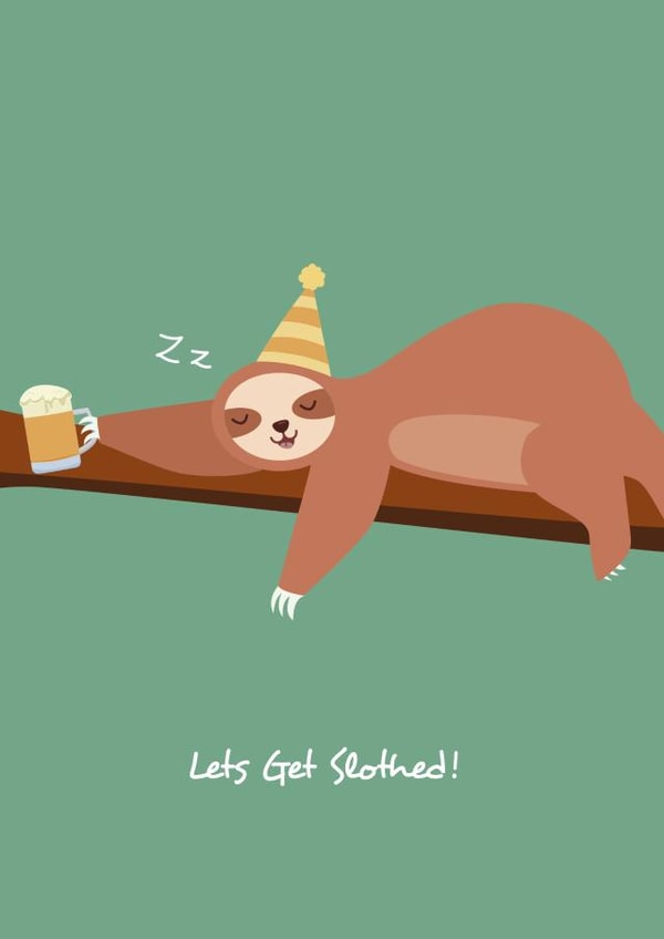 sloth sloshed Birthday Card 17541 created by emily.reevedesigns