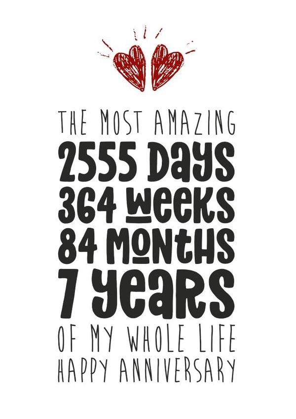 7th 7 years Anniversary Card 16679 created by Waffle & Faff