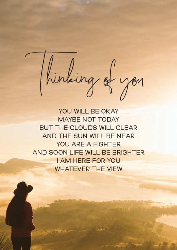 poem new Thinking of you Card 11772 created by Evie Garnett Designs