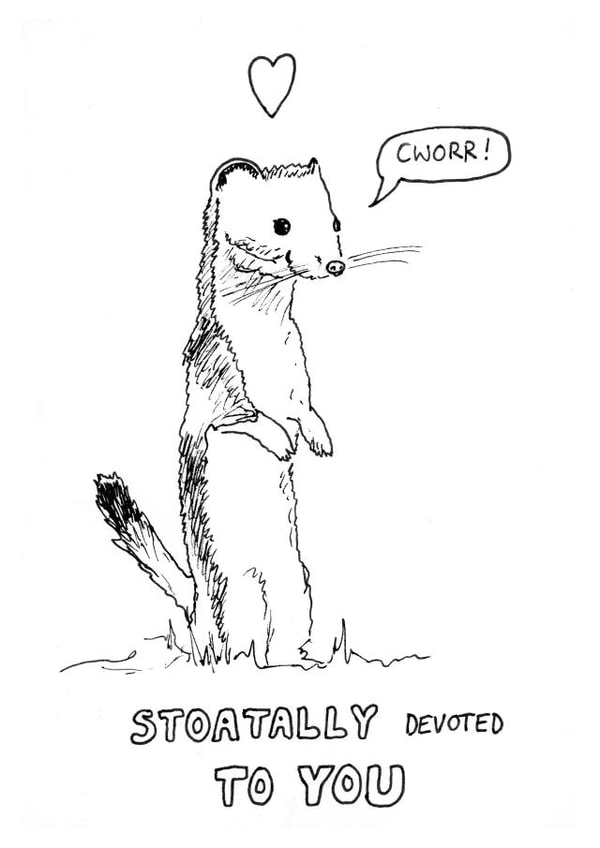 Cute Stoat Anniversary Card / Valentines Day Card - Stoatally Devoted To You created by MARNAN!