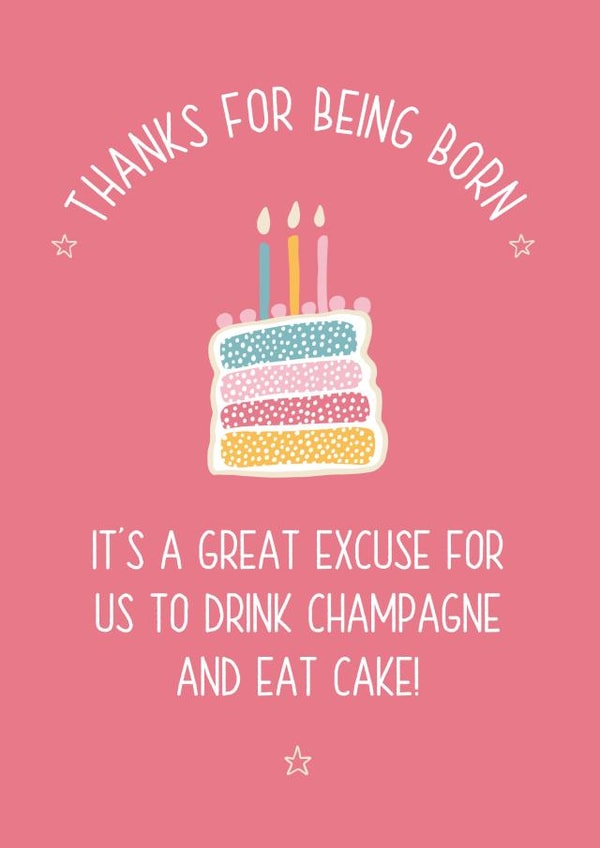 CHAMPAGNE CAKE Birthday Card 19582 created by Chubby Sparrow