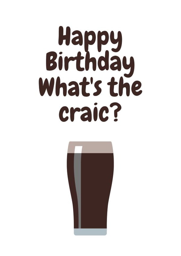 craic guinness Birthday Card 2888 created by Stray Funk Design