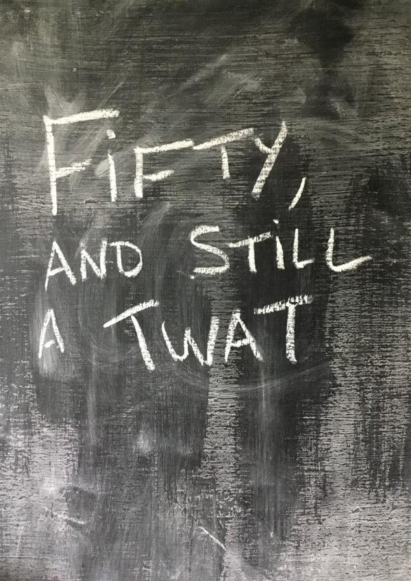 Chalkboard 50th birthday card created by Hot Balloon Art