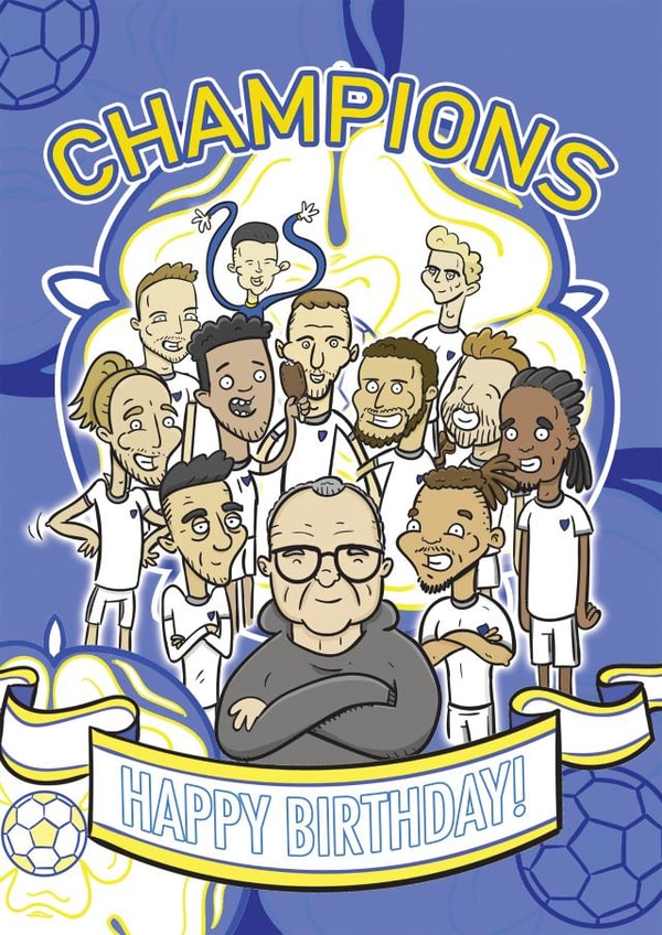 Leeds United Champions Football Birthday Card created by Tom Sparke