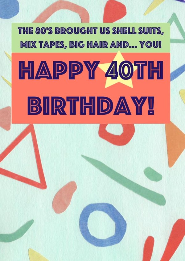 1980's 40th Birthday Card created by Card and Cake