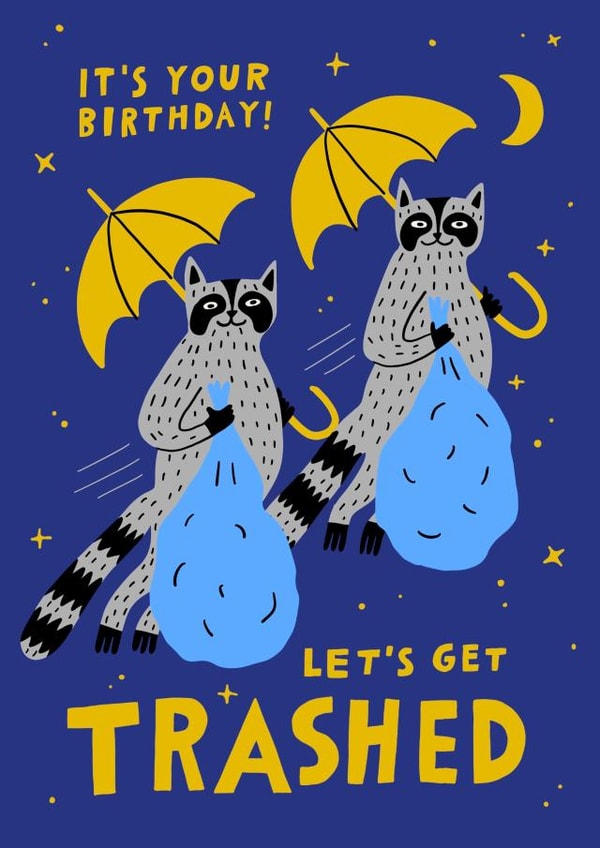 trashed alchohol Birthday Card 20009 created by Aley Wild Illustration