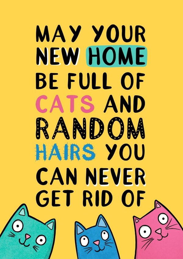 Funny Cat Hair New Home Card - Cats - May Your New Home Be Full Of Cats created by Drawn to Cats
