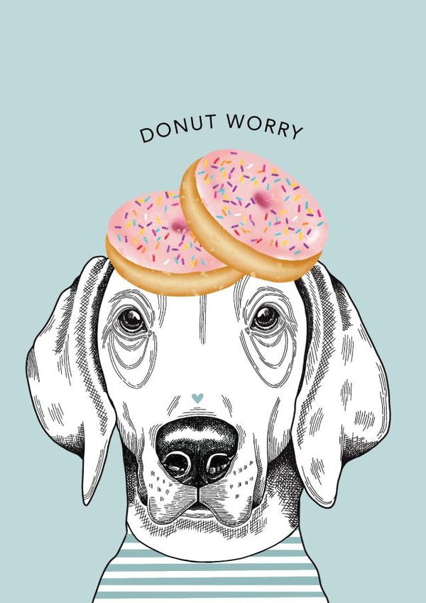 donut dog Good Luck Card 8333 created by Dotty Dog Art