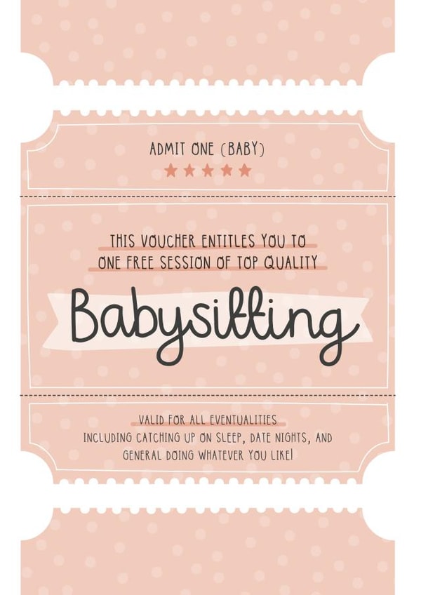 babysitting token New Baby Card 7152 created by Two For Joy Illustration