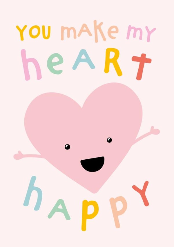 Cute Valentines Day Card - You Make My Heart Happy created by Macie Dot Doodles