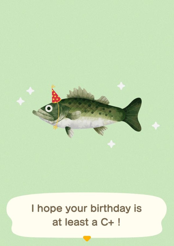 animal crossing sea bass Birthday Card 11704 created by Rishi