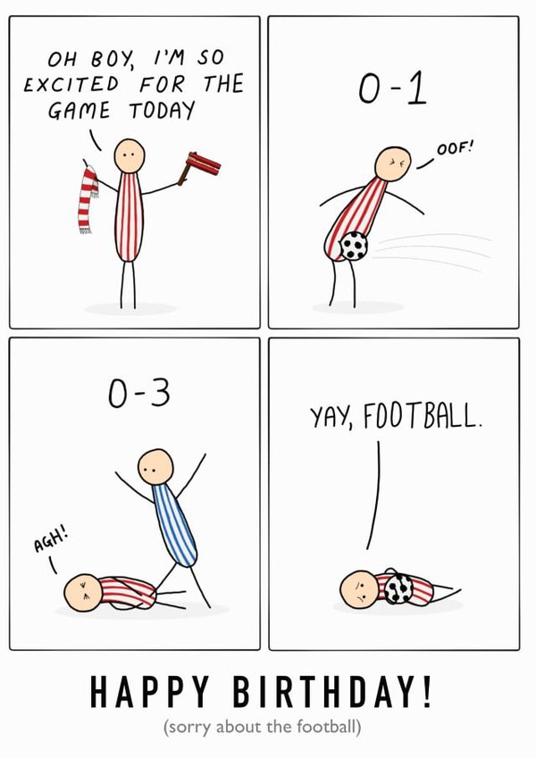 football sorry Birthday Card 20088 created by Topher Knowles Illustration