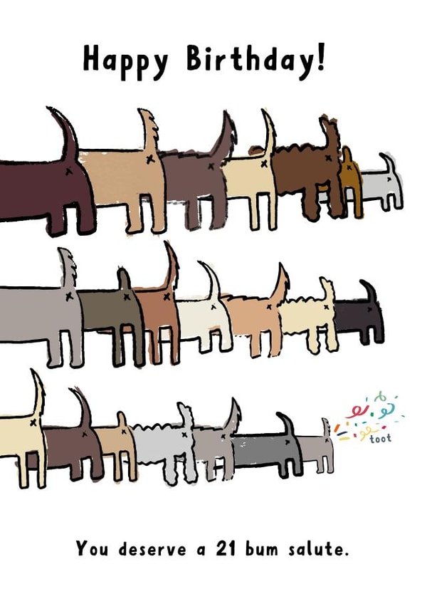 dog bum salute Birthday Card 3909 created by Wink Design - Michelle Roberts
