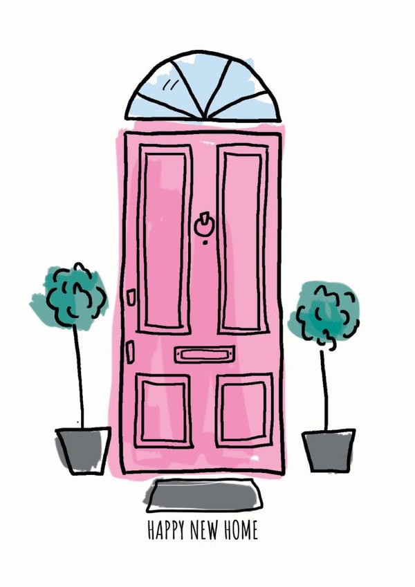 Cute Pink Door New Home Card - Happy new Home created by Alice Johnson Artwork